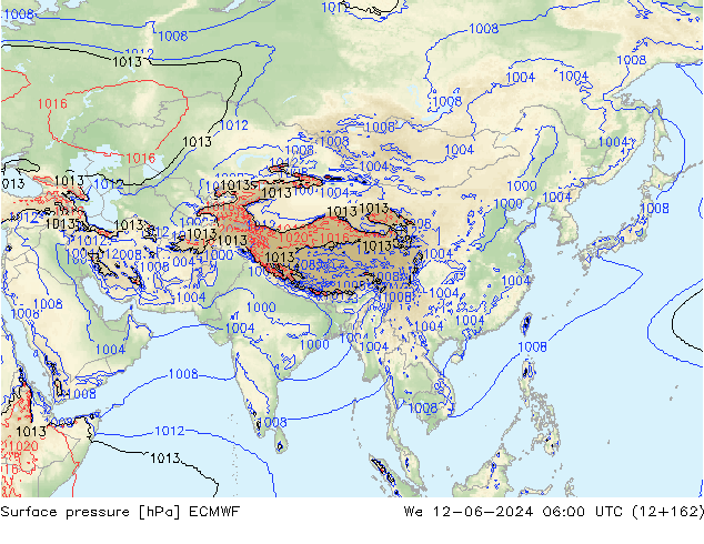 Atmosférický tlak ECMWF St 12.06.2024 06 UTC