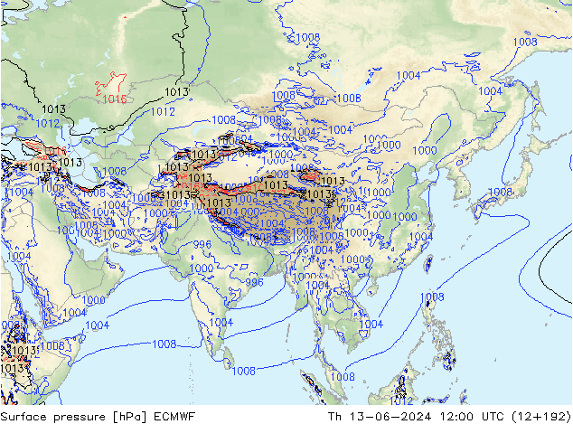 приземное давление ECMWF чт 13.06.2024 12 UTC