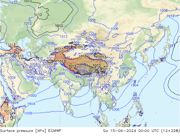 Atmosférický tlak ECMWF So 15.06.2024 00 UTC