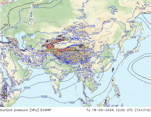 Bodendruck ECMWF Di 18.06.2024 12 UTC