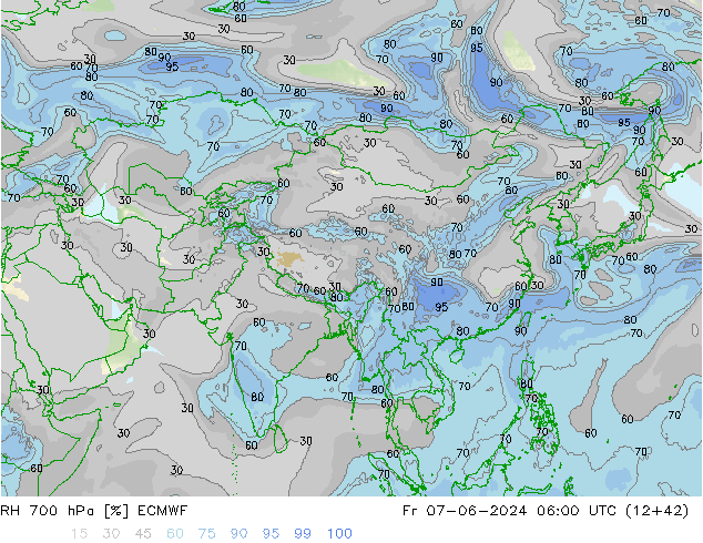 RH 700 hPa ECMWF Fr 07.06.2024 06 UTC