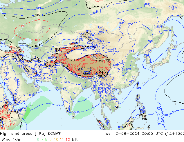 Izotacha ECMWF śro. 12.06.2024 00 UTC