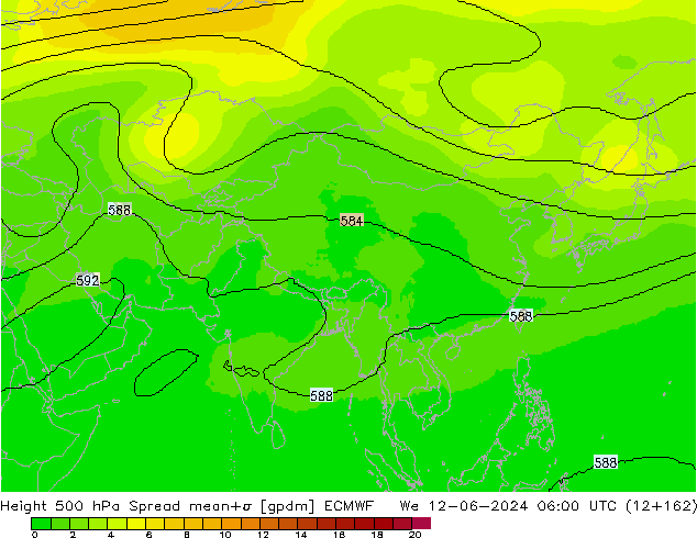 500 hPa Yüksekliği Spread ECMWF Çar 12.06.2024 06 UTC