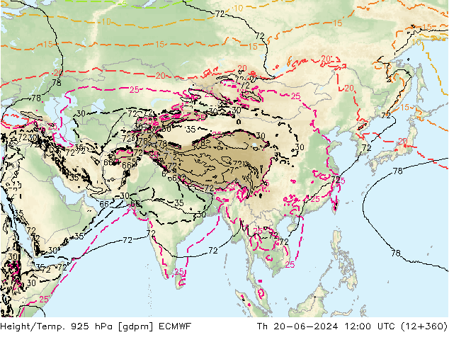 Height/Temp. 925 hPa ECMWF  20.06.2024 12 UTC