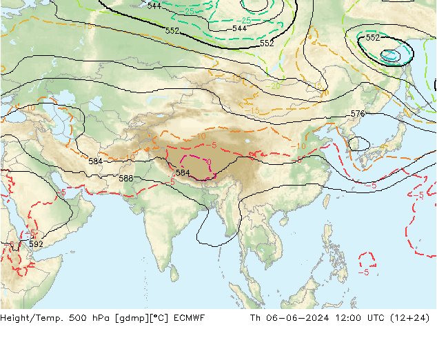 Height/Temp. 500 гПа ECMWF чт 06.06.2024 12 UTC