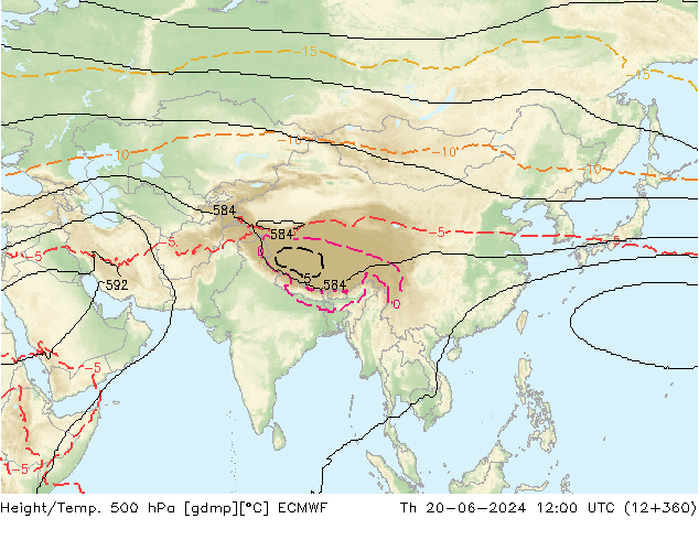 Height/Temp. 500 hPa ECMWF Čt 20.06.2024 12 UTC