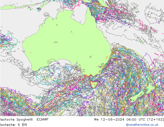 Eşrüzgar Hızları Spaghetti ECMWF Çar 12.06.2024 06 UTC