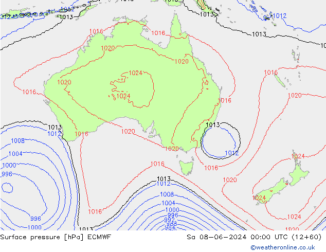 Pressione al suolo ECMWF sab 08.06.2024 00 UTC