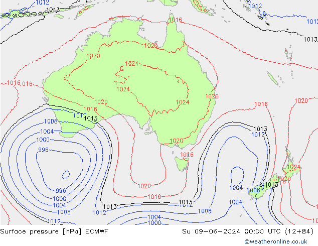 pression de l'air ECMWF dim 09.06.2024 00 UTC