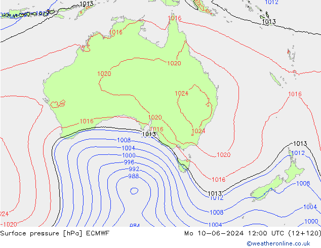 приземное давление ECMWF пн 10.06.2024 12 UTC