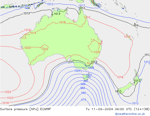 pressão do solo ECMWF Ter 11.06.2024 06 UTC