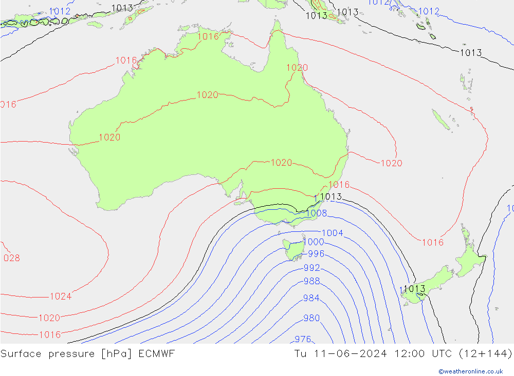 Luchtdruk (Grond) ECMWF di 11.06.2024 12 UTC