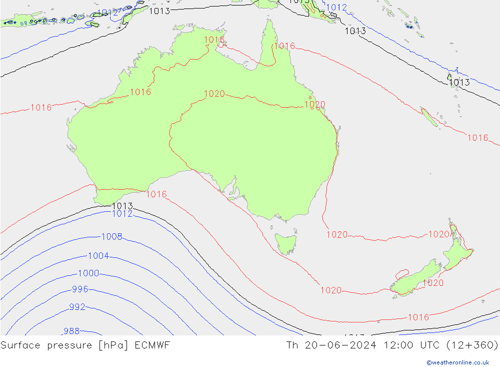 ciśnienie ECMWF czw. 20.06.2024 12 UTC