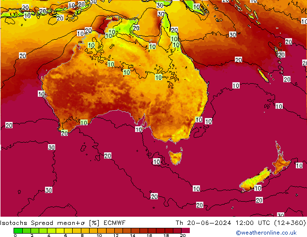 Isotachs Spread ECMWF gio 20.06.2024 12 UTC