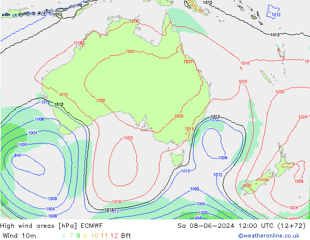 Izotacha ECMWF so. 08.06.2024 12 UTC