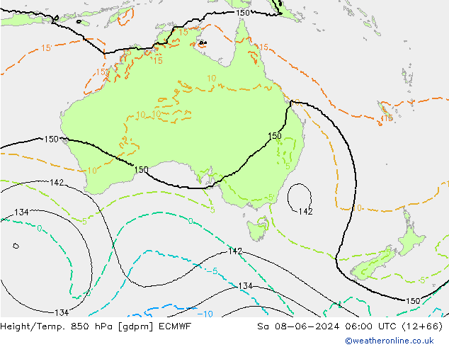 Yükseklik/Sıc. 850 hPa ECMWF Cts 08.06.2024 06 UTC