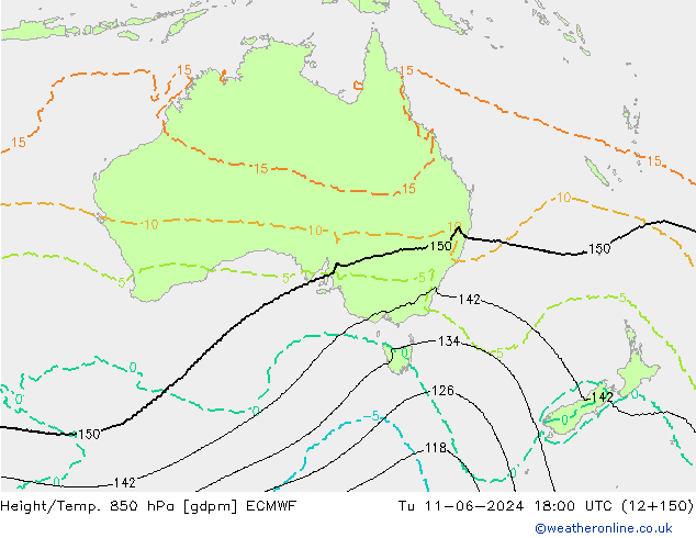 Height/Temp. 850 hPa ECMWF Tu 11.06.2024 18 UTC