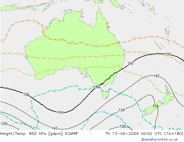 Height/Temp. 850 hPa ECMWF Th 13.06.2024 00 UTC