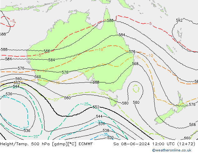 Height/Temp. 500 hPa ECMWF Sa 08.06.2024 12 UTC