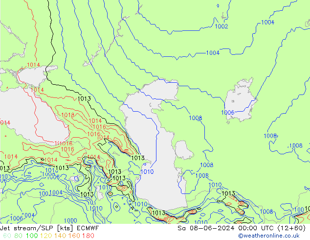 Straalstroom/SLP ECMWF za 08.06.2024 00 UTC