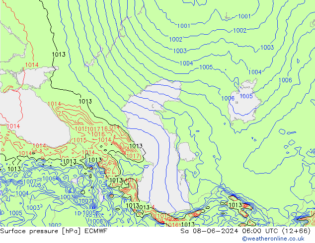 Luchtdruk (Grond) ECMWF za 08.06.2024 06 UTC