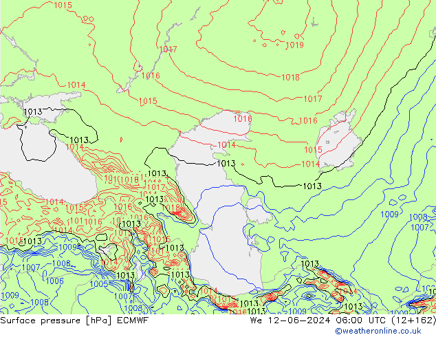 Surface pressure ECMWF We 12.06.2024 06 UTC