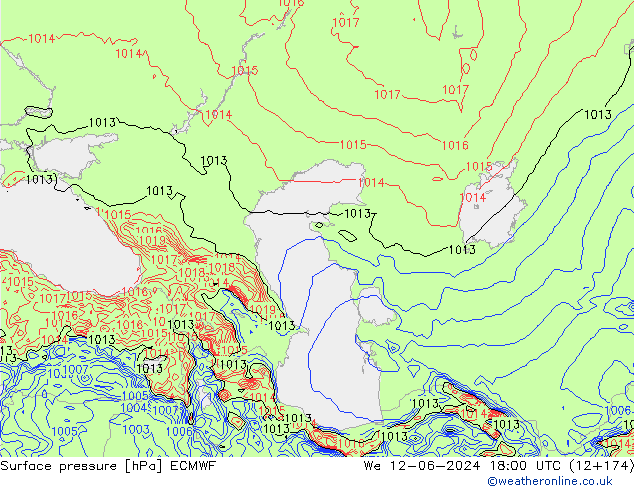 Luchtdruk (Grond) ECMWF wo 12.06.2024 18 UTC