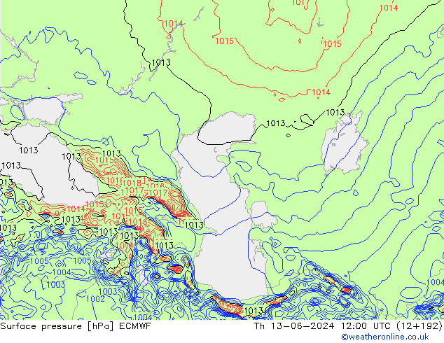 Bodendruck ECMWF Do 13.06.2024 12 UTC