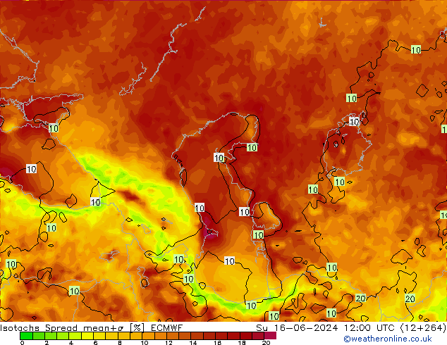 Isotachs Spread ECMWF Su 16.06.2024 12 UTC