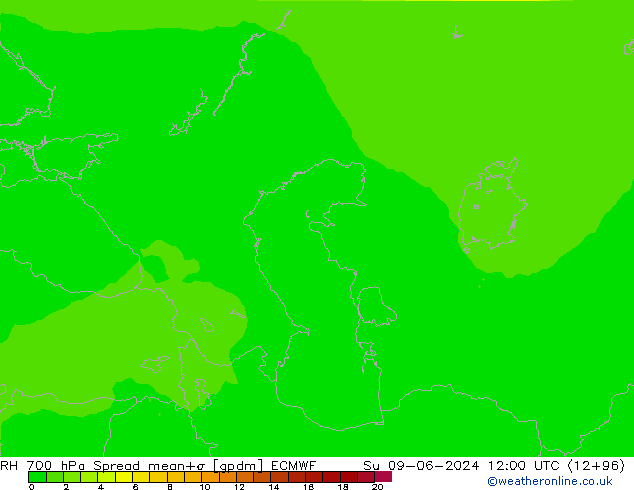 RH 700 hPa Spread ECMWF Su 09.06.2024 12 UTC