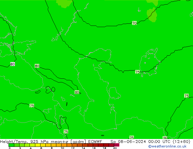 Hoogte/Temp. 925 hPa ECMWF za 08.06.2024 00 UTC