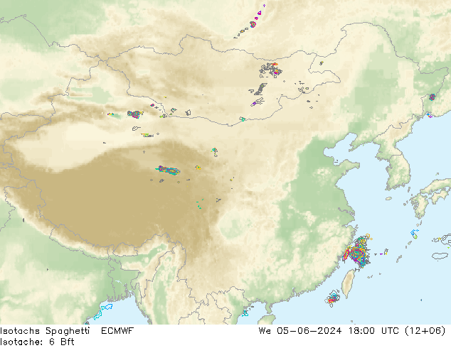 Isotachs Spaghetti ECMWF 星期三 05.06.2024 18 UTC