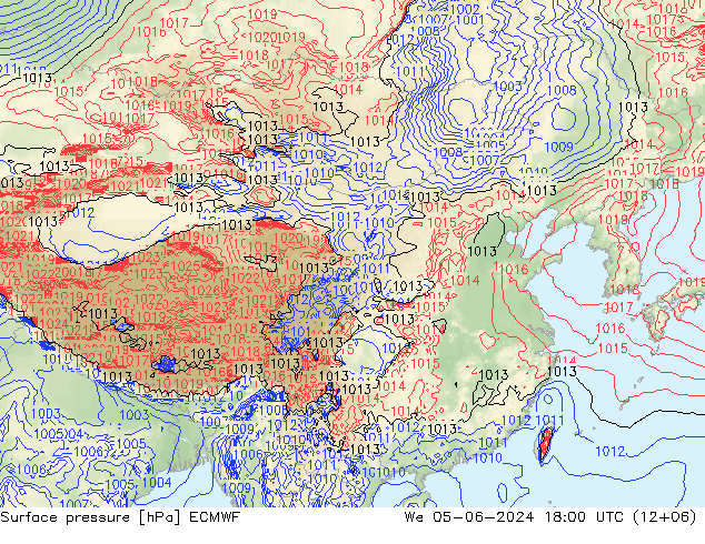 Atmosférický tlak ECMWF St 05.06.2024 18 UTC