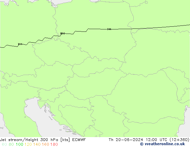 Jet stream/Height 300 hPa ECMWF Čt 20.06.2024 12 UTC