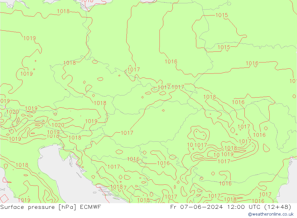 ciśnienie ECMWF pt. 07.06.2024 12 UTC