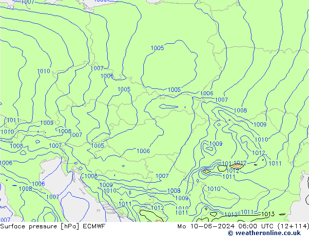 Surface pressure ECMWF Mo 10.06.2024 06 UTC