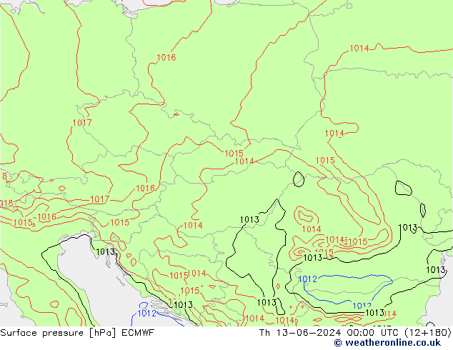 Presión superficial ECMWF jue 13.06.2024 00 UTC