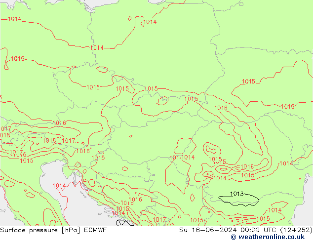 Luchtdruk (Grond) ECMWF zo 16.06.2024 00 UTC