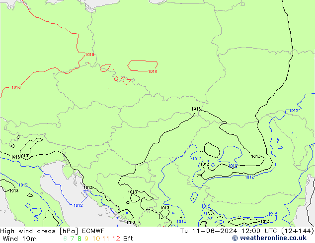 High wind areas ECMWF Tu 11.06.2024 12 UTC