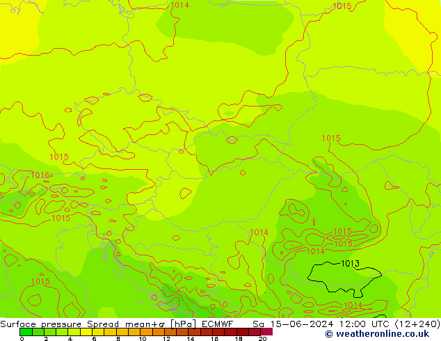 pressão do solo Spread ECMWF Sáb 15.06.2024 12 UTC