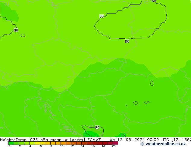 Geop./Temp. 925 hPa ECMWF mié 12.06.2024 00 UTC