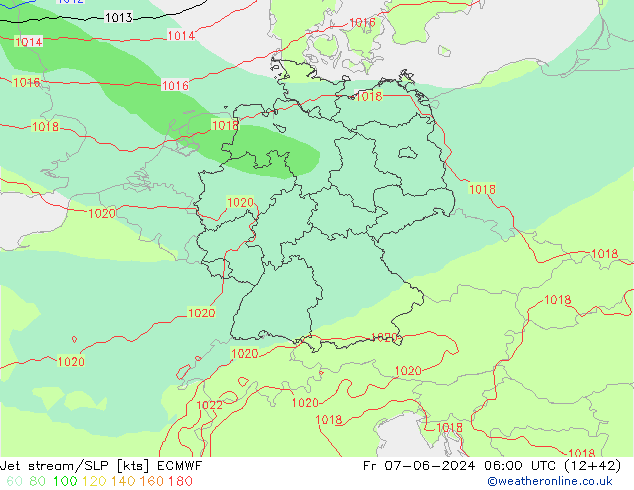 Polarjet/Bodendruck ECMWF Fr 07.06.2024 06 UTC