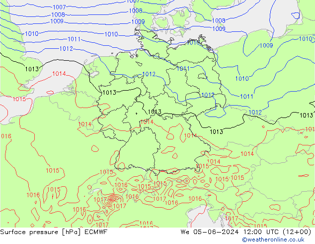 地面气压 ECMWF 星期三 05.06.2024 12 UTC