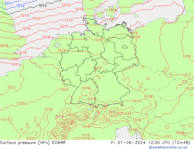 pression de l'air ECMWF ven 07.06.2024 12 UTC