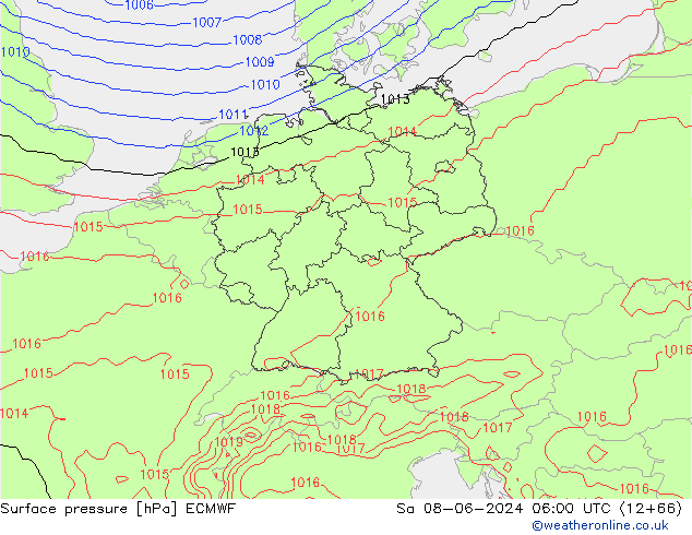 приземное давление ECMWF сб 08.06.2024 06 UTC