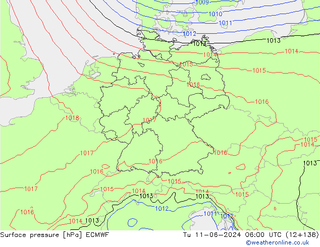 pressão do solo ECMWF Ter 11.06.2024 06 UTC