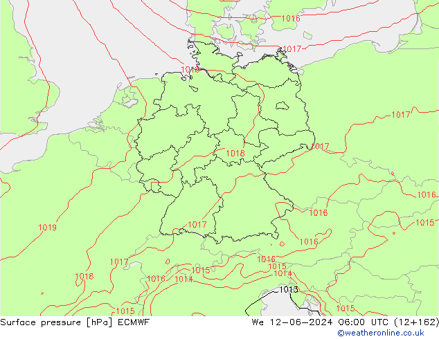 Luchtdruk (Grond) ECMWF wo 12.06.2024 06 UTC