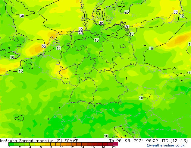 Isotachs Spread ECMWF Th 06.06.2024 06 UTC