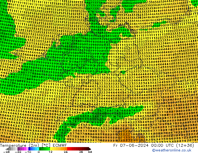 température (2m) ECMWF ven 07.06.2024 00 UTC