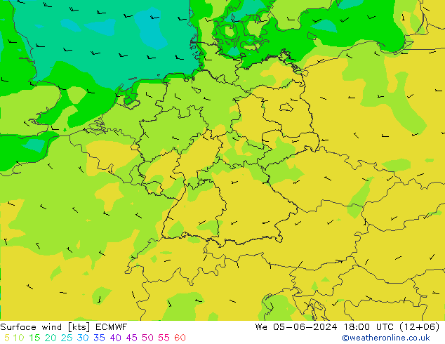 Wind 10 m ECMWF wo 05.06.2024 18 UTC